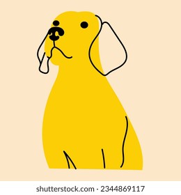 Yellow, fancy dog, puppy. Avatar, badge, poster, logo templates, print. Vector illustration in flat cartoon style