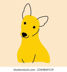 Yellow, fancy dog, puppy. Avatar, badge, poster, logo templates, print. Vector illustration in flat cartoon style