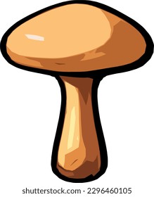 Yellow fantasy mushroom vector art, featuring a tall chubby stem and a wide, bulbous cap with a unique style and color. perfect for stickers, world-building, background art, and tile set  projects.