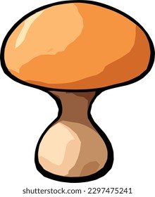 Yellow fantasy mushroom vector art, featuring a tall chubby stem and a wide, bulbous cap with a unique style and color. Perfect for stickers, world-building, background art, and RPG tile set projects.