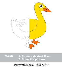 Yellow Farm Duck. Dot to dot educational game for kids.