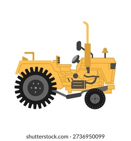Yellow Farm Tractor Vector Illustration