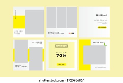 yellow fashion banner post promotion collection for social media templates