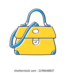 Yellow Fashionable Luxury Women Shoulder Handbag Or Purse Clutch Bag Isolated Vector Illustration