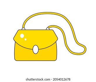 Yellow fashionable women handbag or shoulder clutch purse bag with long strap isolated vector