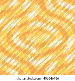 Yellow faux ikat pattern seamless vector background tile