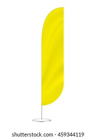 Yellow Feather Flag. Vector Beach Banner