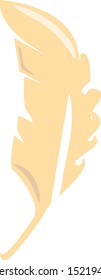 Yellow feather, illustration, vector on white background.