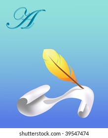 Yellow feather and paper