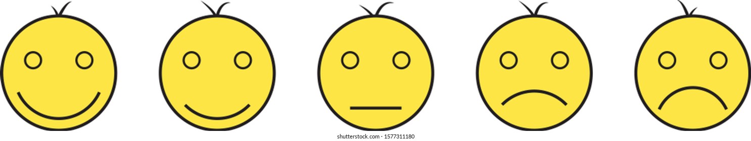 Yellow Feedback face emoticons vectors on white background