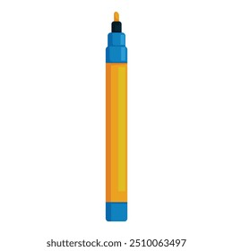 Rotulador amarillo con tapa azul, útil para dibujar y escribir