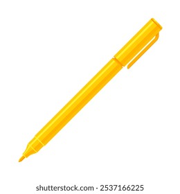 Yellow felt tip marker pen with caps off. Flat vector illustration isolated on white background. Art supply concept. Perfect for creative projects