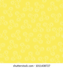 Yellow fidget spinner seamless background - original hand drawn illustration