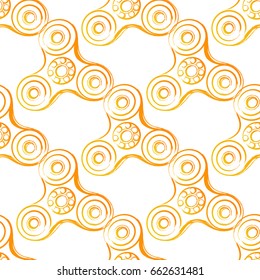 yellow fidget spinner. Vector hand drawn fashion illustration on white background in watercolor style
