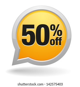 Yellow fifty percent off speech bubble