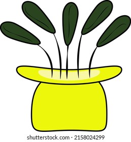 yellow figured flower pot for plants