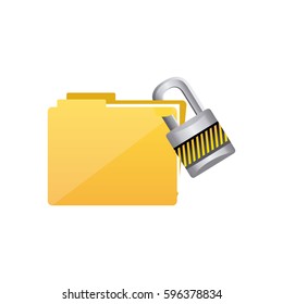 yellow file and close lock icon, vector illustraction design