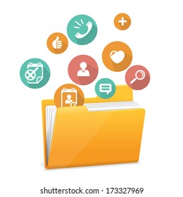 Yellow file folder icon and flat icons