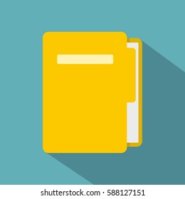 Yellow File Folder Icon. Flat Illustration Of Yellow File Folder Vector Icon For Web Isolated On Baby Blue Background