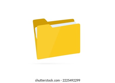 Yellow file folder icon isolated on white. Folder with documents. Open folder icon. Document symbol, simple vector, icon for website design, mobile app, ui. Vector illustration