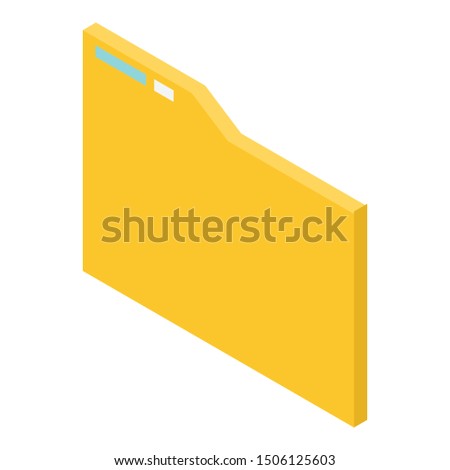 Yellow file folder icon. Isometric of yellow file folder vector icon for web design isolated on white background