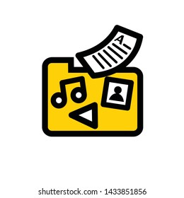 Yellow file folder icon. Vector.