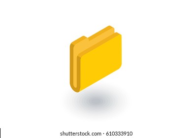 Yellow file folder isometric flat icon. 3d vector colorful illustration. Pictogram isolated on white background