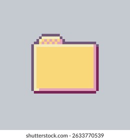 yellow file folder sign in pixel art style with isolated background