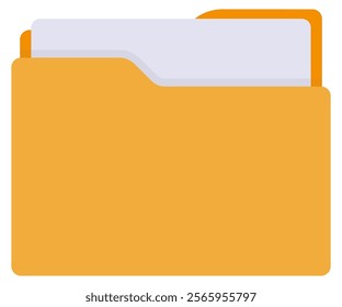 Yellow file folder vector flat icon isolated on white background.