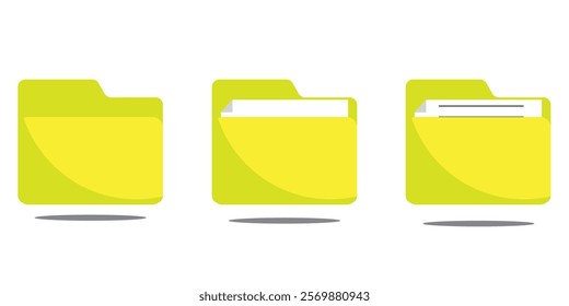 Yellow file management concept. Computer files directory, line pattern. Folders organised in a system of storage. Scheme made from empty maps. Folder with network. 1176