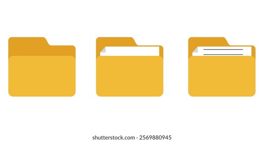 Yellow file management concept. Computer files directory, line pattern. Folders organised in a system of storage. Scheme made from empty maps. Folder with network. 1176