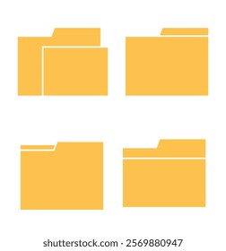 Yellow file management concept. Computer files directory, line pattern. Folders organised in a system of storage. Scheme made from empty maps. Folder with network. 1176