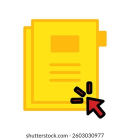 Yellow file showing arrow click