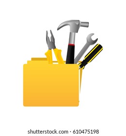 yellow file with tools icon, vector illustraction design