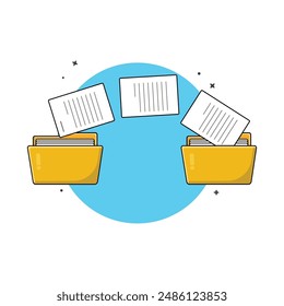 Yellow Files with Documents Vector Illustration. File Transfering Concept Design.jpg