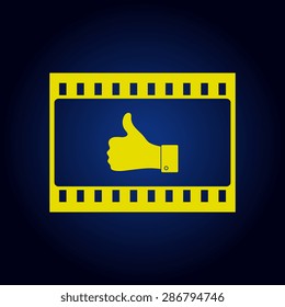 Yellow film strip on a blue background