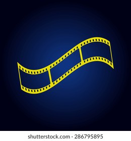 Yellow film strip on a blue background