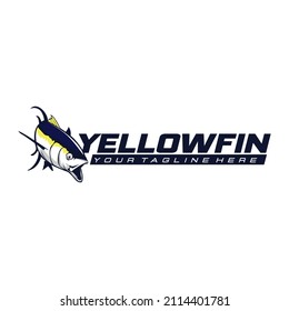 yellow fin tuna logo for fisherman  and Great for fishing Logo.Yellow Fin Tuna Jumping, A Modern Tuna fish Vector Jumping out of water