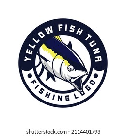 yellow fin tuna logo for fisherman  and Great for fishing Logo.Yellow Fin Tuna Jumping, A Modern Tuna fish Vector Jumping out of water