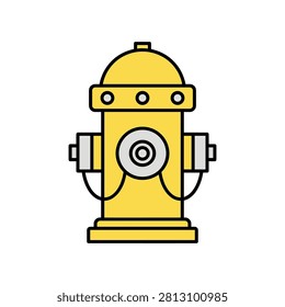 Yellow fire hydrant vector icon with emergency infrastructure equipment protection plumbing firefighter prevention