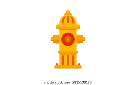 Yellow fire hydrant vector illustration isolated on white background. Flat emergency water plug icon for firefighting, safety, city infrastructure, and urban security concept.
