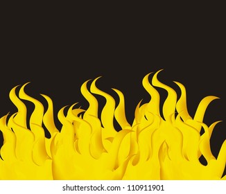 yellow fire over black background. vector illustration