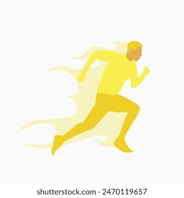 Yellow fire runner freehand drawing vector
