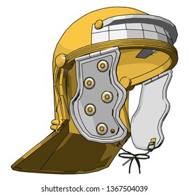 Ilustración vectorial del casco amarillo de bomberos sobre fondo blanco