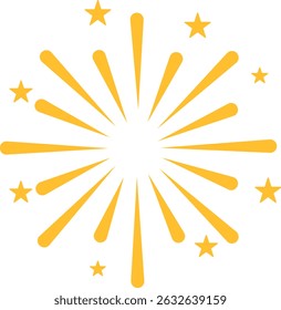 Yellow Firework Burst with Star Sparkles - Celebration Element