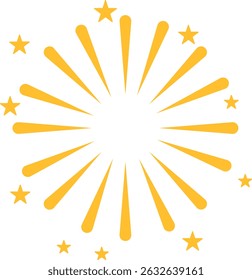 Yellow Firework Burst with Star Sparkles - Celebration Element