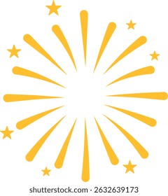 Yellow Firework Burst with Star Sparkles - Celebration Element