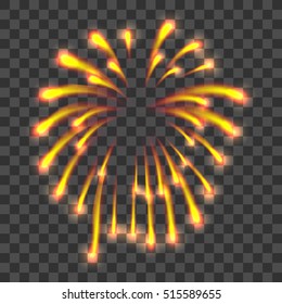 Yellow firework icon. Realistic illustration of yellow firework vector icon for web