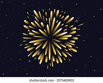 Explosión de fuegos artificiales amarillos en el fondo del cielo nocturno