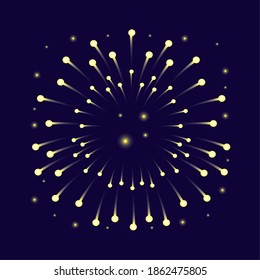 yellow fireworks splash lights in sky night vector illustration design